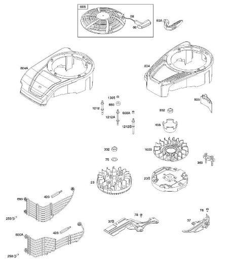 B - Alloggiamento ventola, coperchio/protezioni, volano, dispositivo di avviamento a riavvolgimento B&S - 12 €¦ 122Q02-0162-H1 brand Stihl